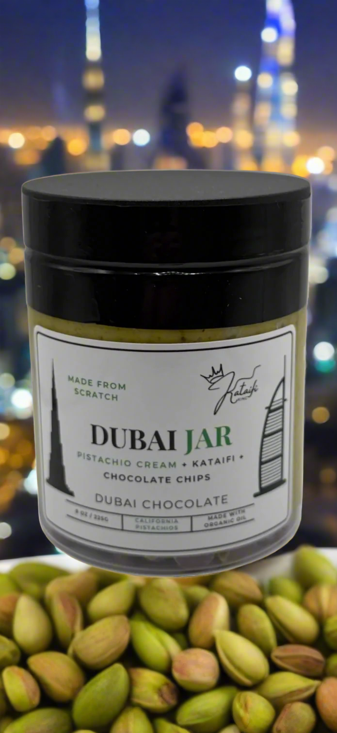 Dubai Bar in a Jar (Pistachio Cream, Kataifi, Chocolate Chips)