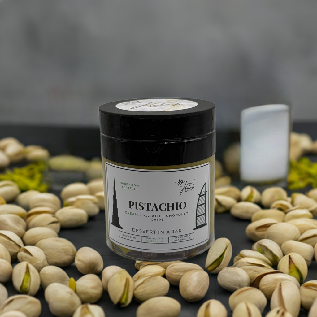 Dubai Bar in a Jar (Pistachio Cream, Kataifi, Chocolate Chips)